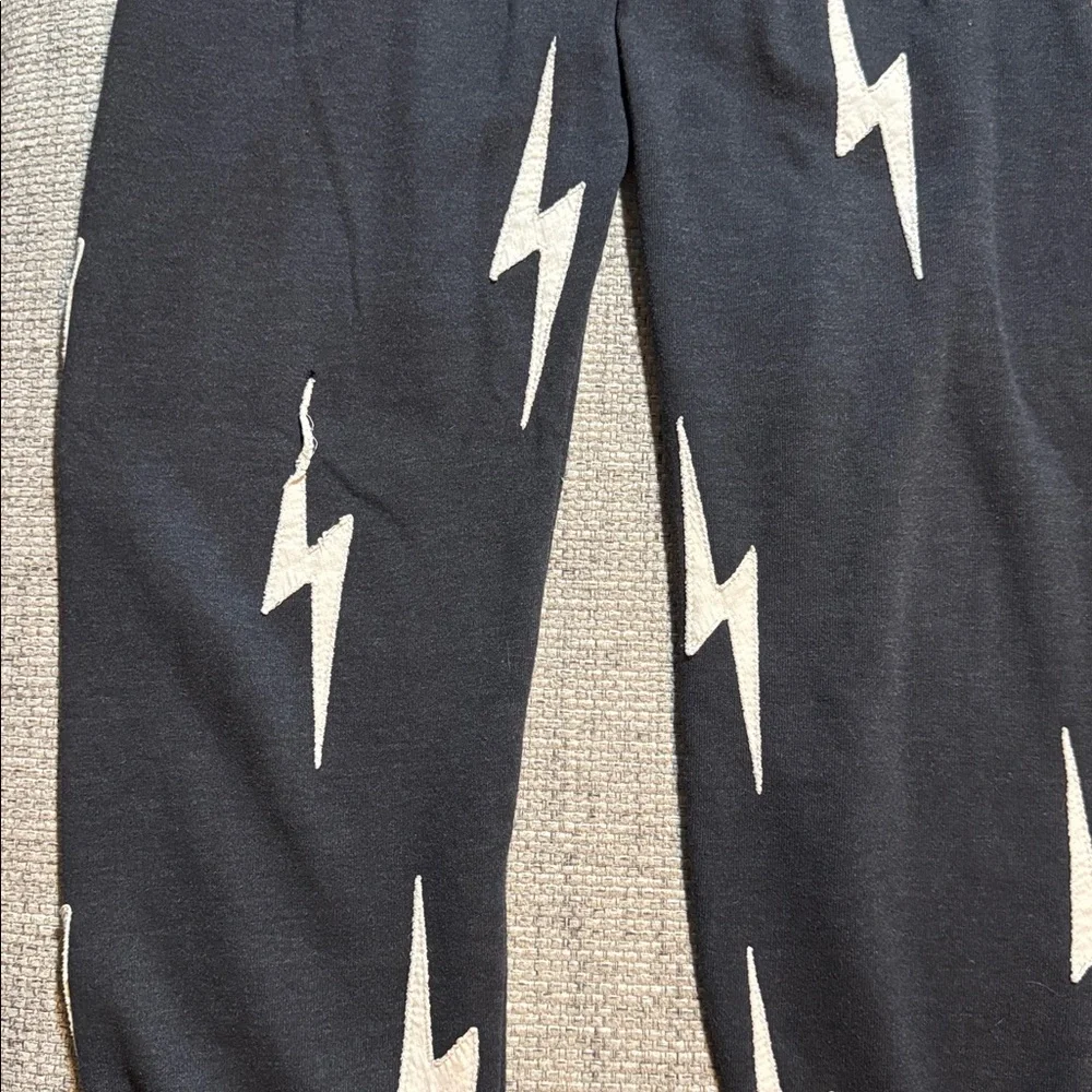 Aviator Nation Bolt Repeat Sweatpants Charcoal White Bolt Patches Women’s Medium - Picture 5 of 6